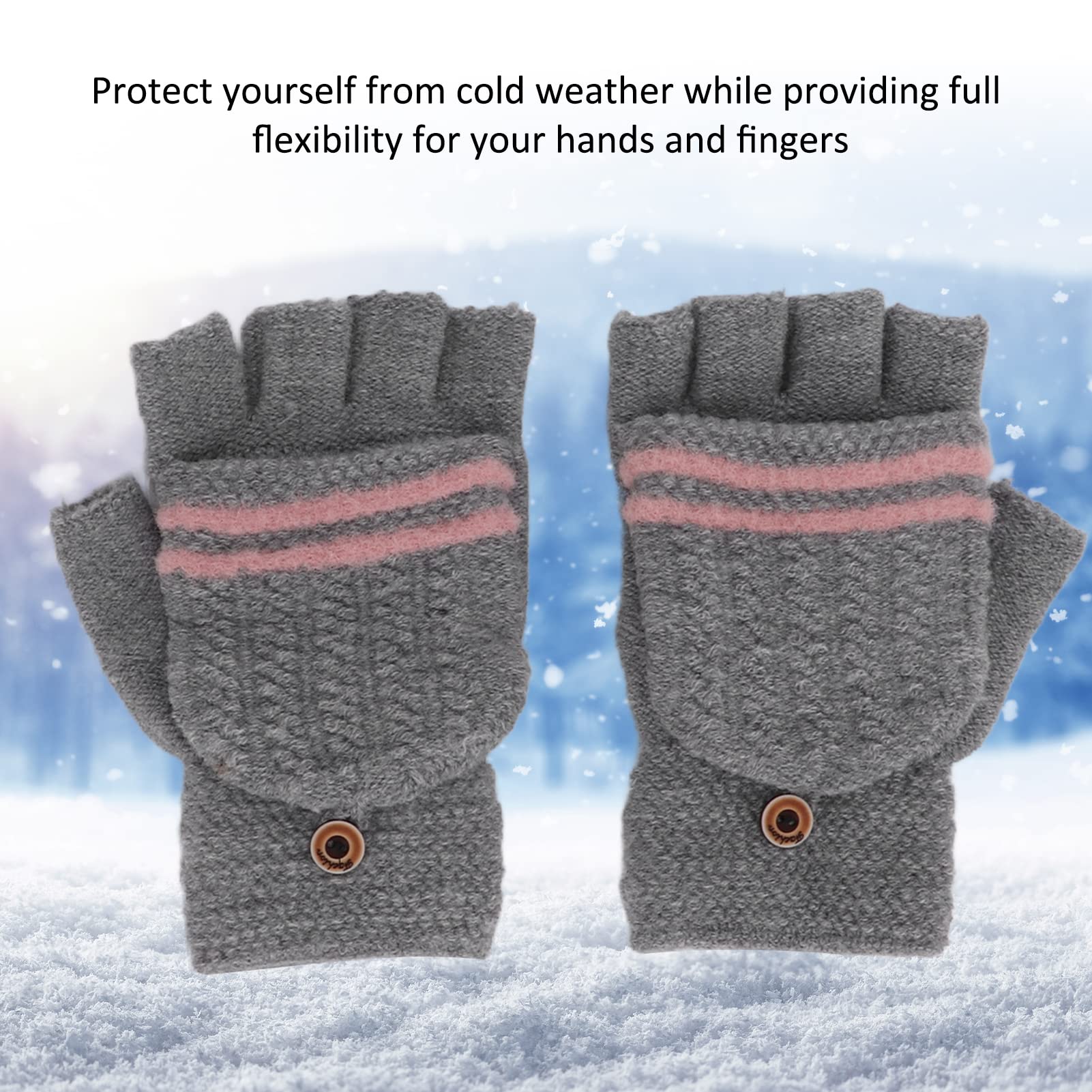 USB Heated Gloves, 1Pair Half Finger Winter Mittens Knitting Hand Warmer Gloves Fingerless for Typing Laptop Phone (Gray)