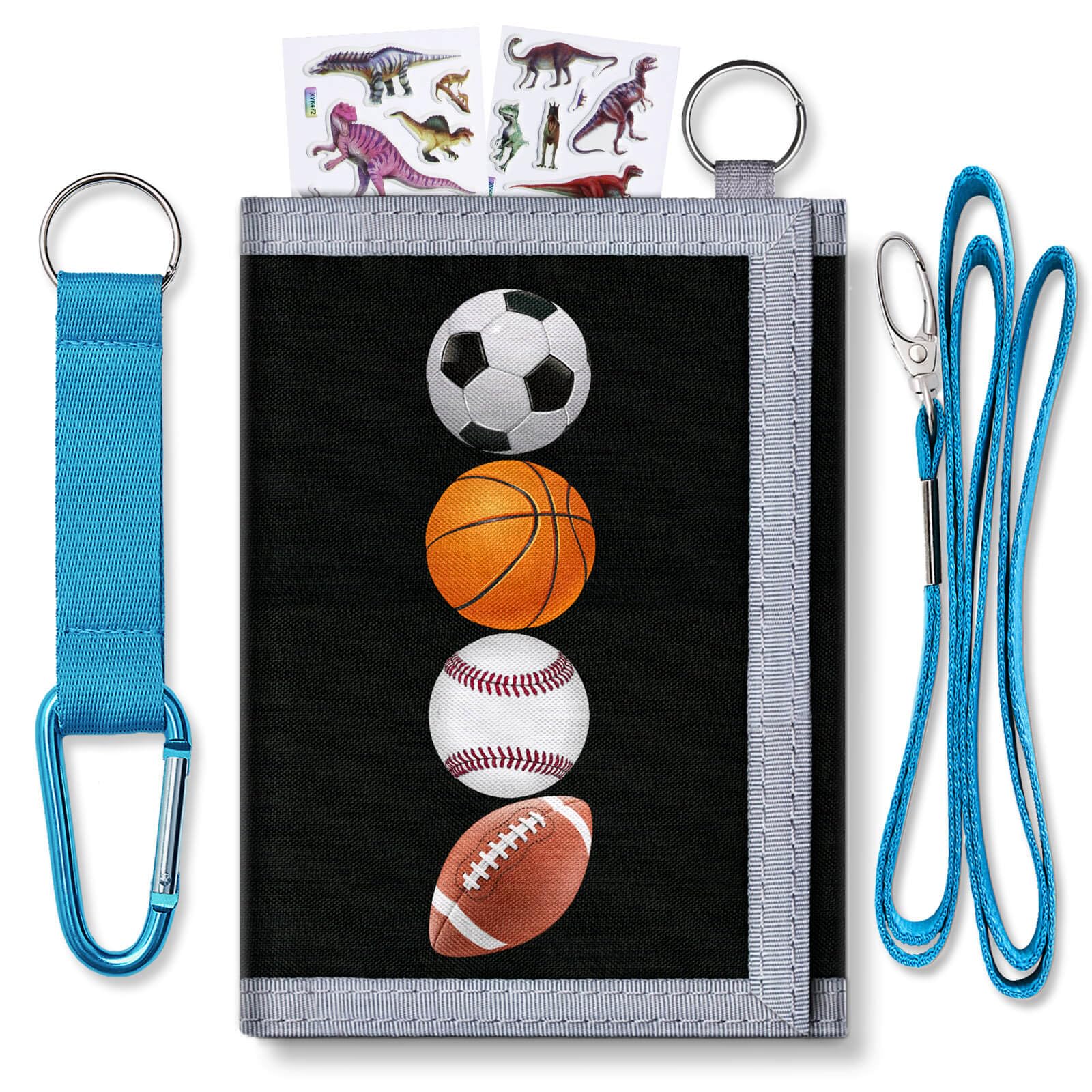 Yollber Kids Wallet for Boys,Boy Wallet for Kids,Cute Zipper Wallets with Coin Pocket and Card Holders,Trifold Wallet Sport Ball,Childrens Birthday