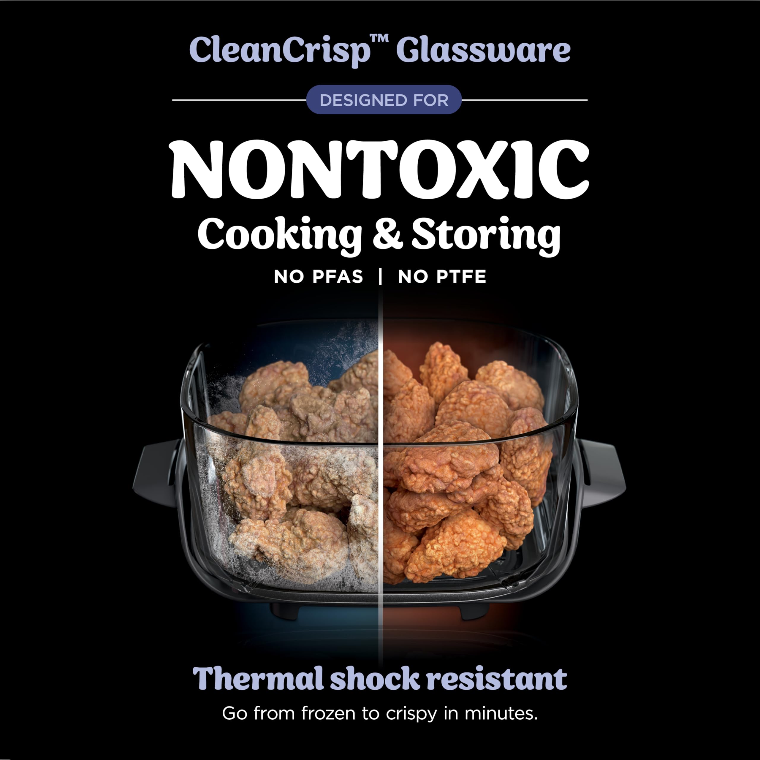 Ninja Crispi Air Fryer, Microwave, Freezer & Dishwasher Safe, Non Toxic Glass Portable Cooking System, 4 QT & 6 Cup Glass Containers with Storage Lids, Easy Meals, Air Fry, Bake, Green, FN101SG