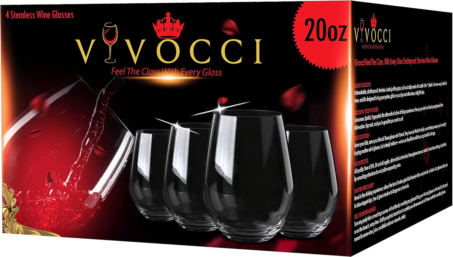 Get Special Price Vivocci Unbreakable Elegant Plastic Stemless Wine Glasses 20 oz | 100% Tritan Heavy Base | Shatterproof Glassware | Ideal For Cocktails & Scotch | Perfect For Homes & Bars | Dishwasher-Proof, Set of 4 Crazy Deals Vivocci Unbreakable Elegant Plastic Stemless Wine Glasses 20 oz | 100% Tritan Heavy Base | Shatterproof Glassware | Ideal For Cocktails & Scotch | Perfect For Homes & Bars | Dishwasher-Proof, Set of 4