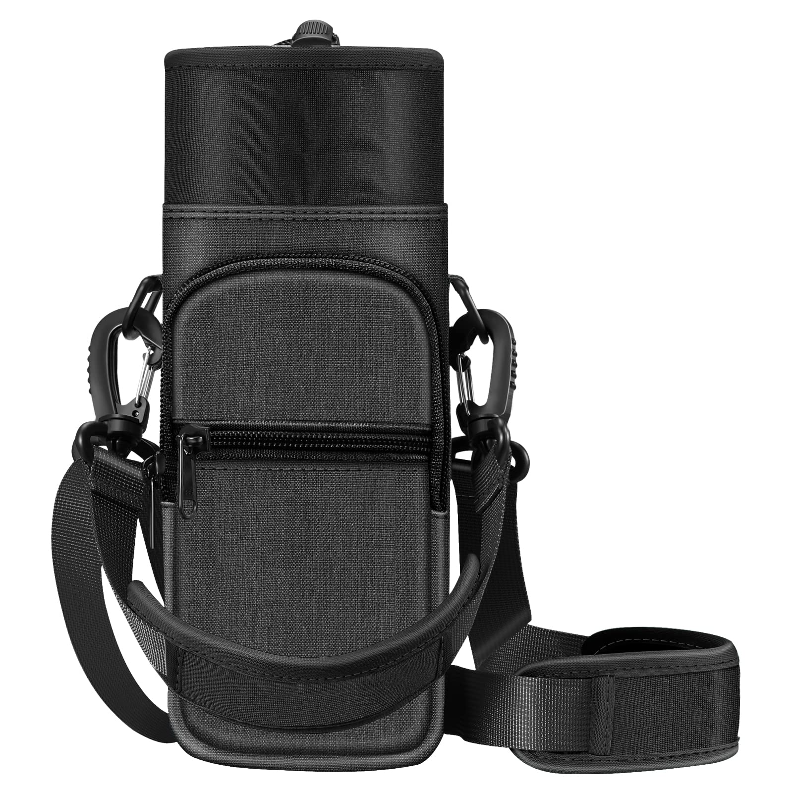 CaseBot Water Bottle Carrier Bag Sling Case, Sports Water Bottle Pouch Holder Sleeve with Adjustable Shoulder Hand Strap and 2 Pockets for Men Women