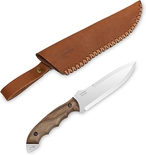 BPS Knives HK2 SSH - Handmade Stainless Steel Knife - Fixed Blade Full Tang Camping Knife - Hunting Bushcraft Knife With Leather Sheath - Outdoor Knives - Scandinavian Camp Knife - BPSKNIVES