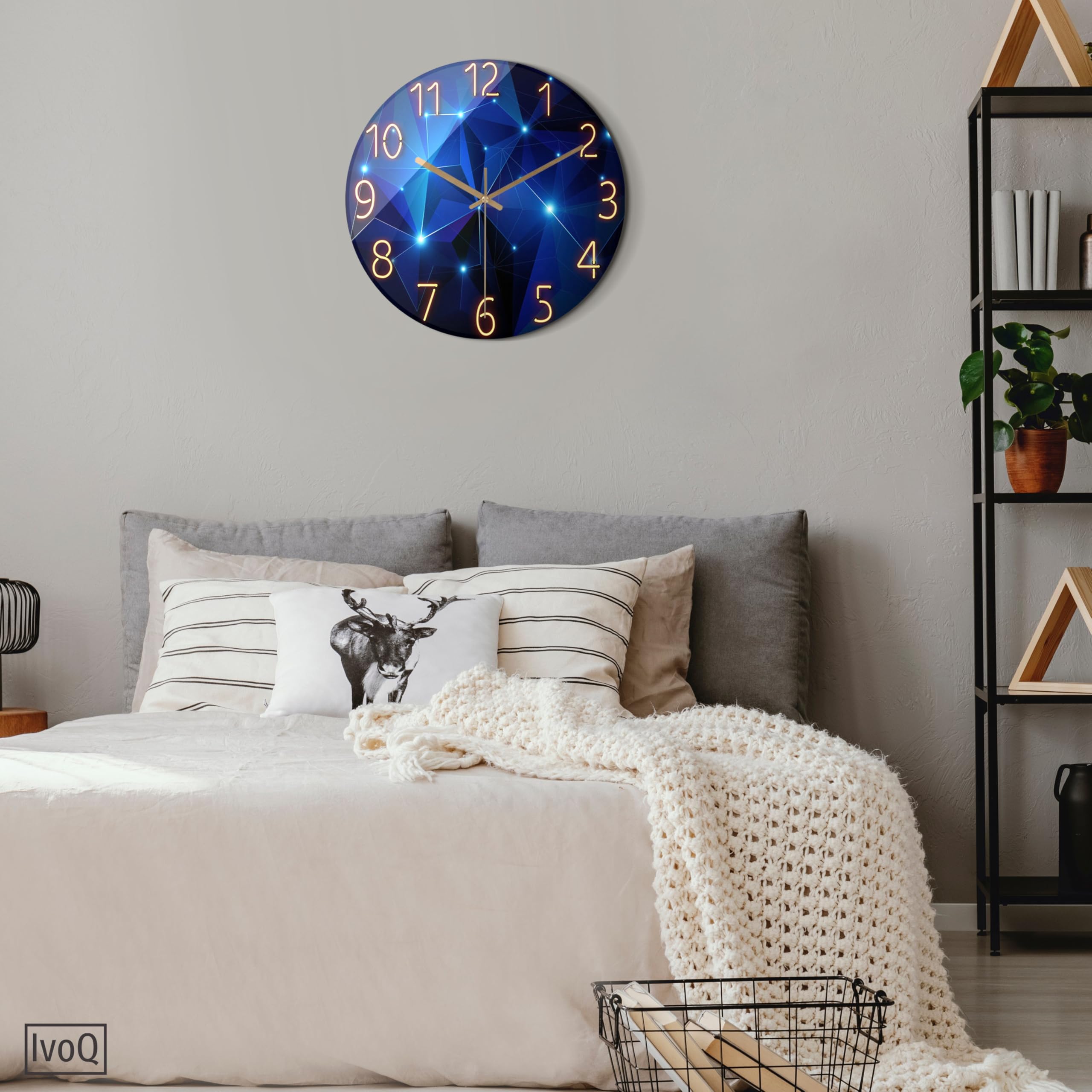 cichy zegar ścienny - 30 cm - stylowy i uspokajający niebieski design