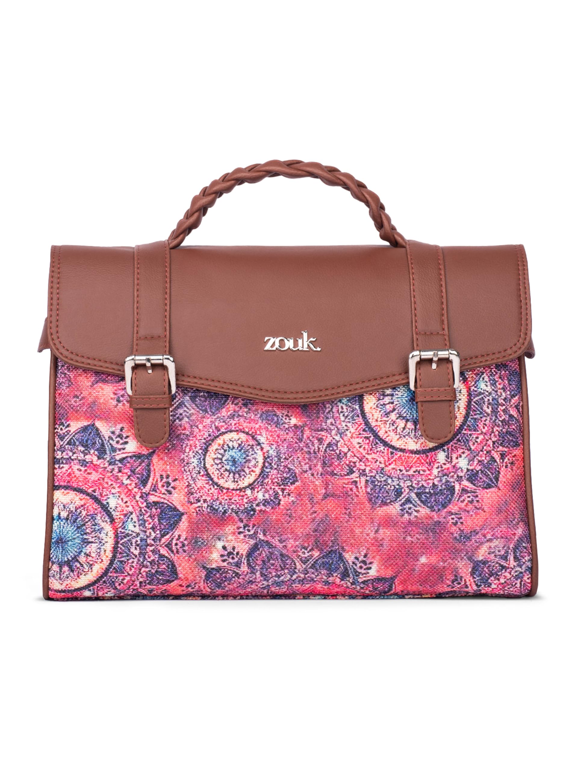 zouk Heritage Satchel Bag - Gwalior Weaves | Jute | Vegan Leather Handcrafted With Detachable Sling Strap-picture-45