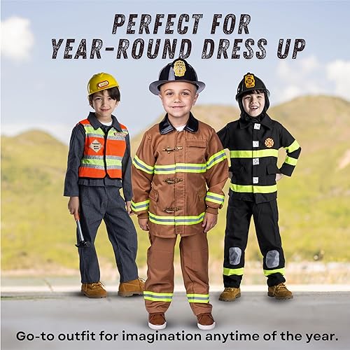 Miniatura 8 de Dress Up America Disfraz de bombero para niños, disfraz de bombero de juego de rol