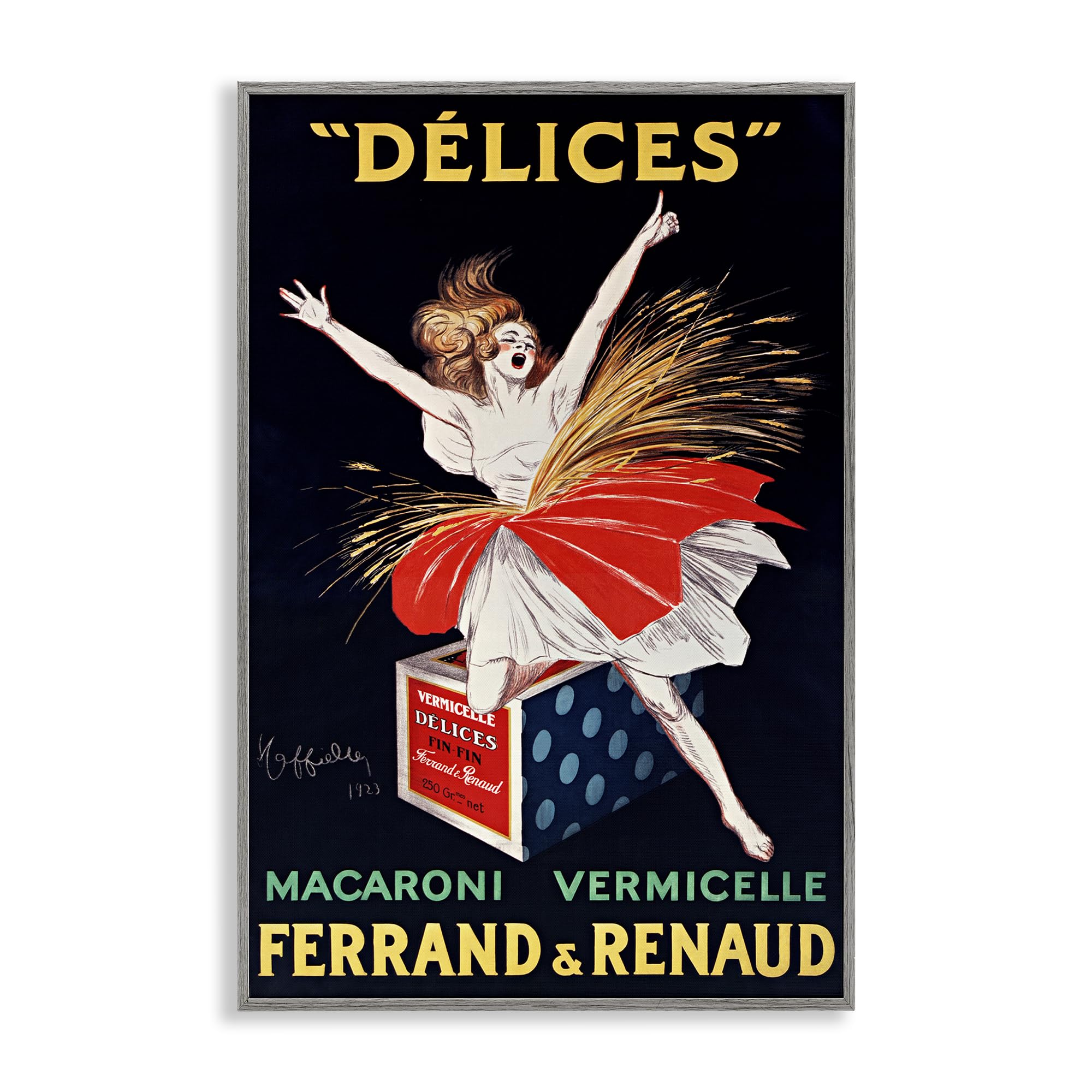 Stupell Industries Farmhouse Gray (Textured) 'Vintage Dancer Food Advertisement'| Framed Giclee Art
