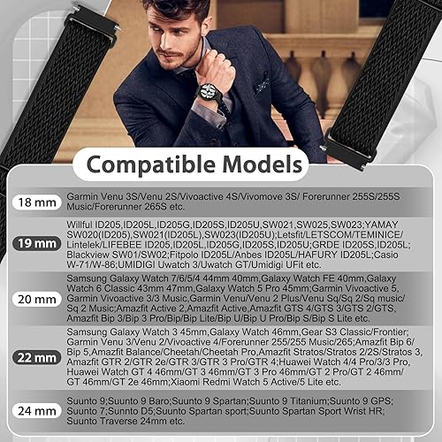 Miniatura 2 de Correa de reloj de liberación rápida - Elección de ancho - Correas de reloj de 18 mm, 19 mm, 20 mm, 22 mm, 24 mm, correas de nylon elásticas
