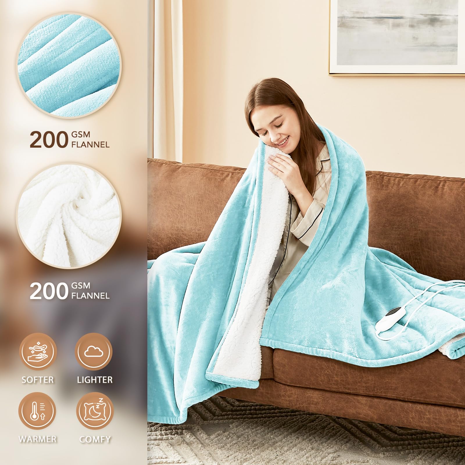 Homemate Heated Blanket Electric Throw - 84"x90" Heating... Homemate Heated Blanket Electric Throw - 84"x90" Heating...