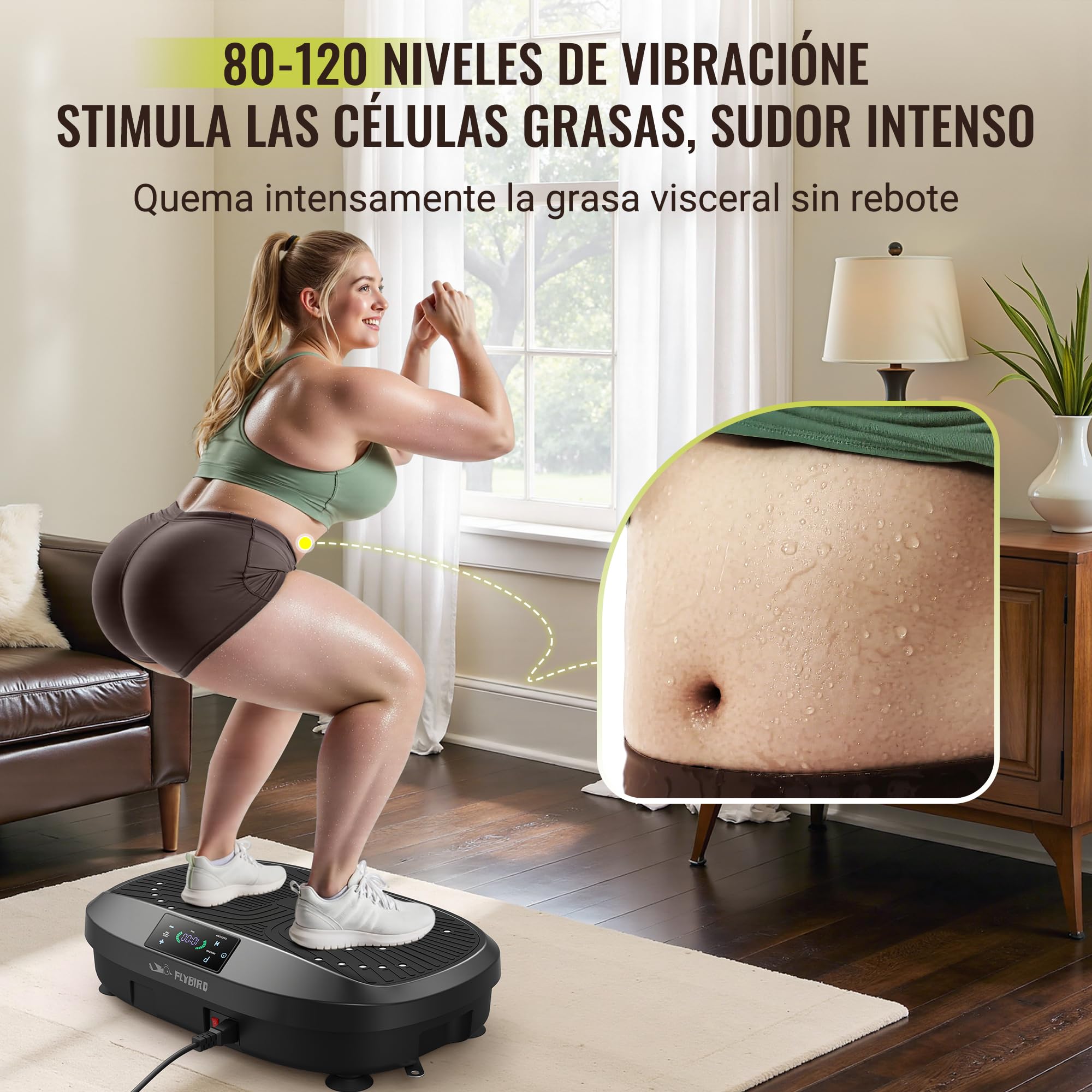 FLYBIRD Plataforma Vibratoria, Máquina de Ejercicio de Placa de vibración para Entrenamiento Corporal Completo, Ideal para Aumentar la Densidad ósea y Drenaje linfático