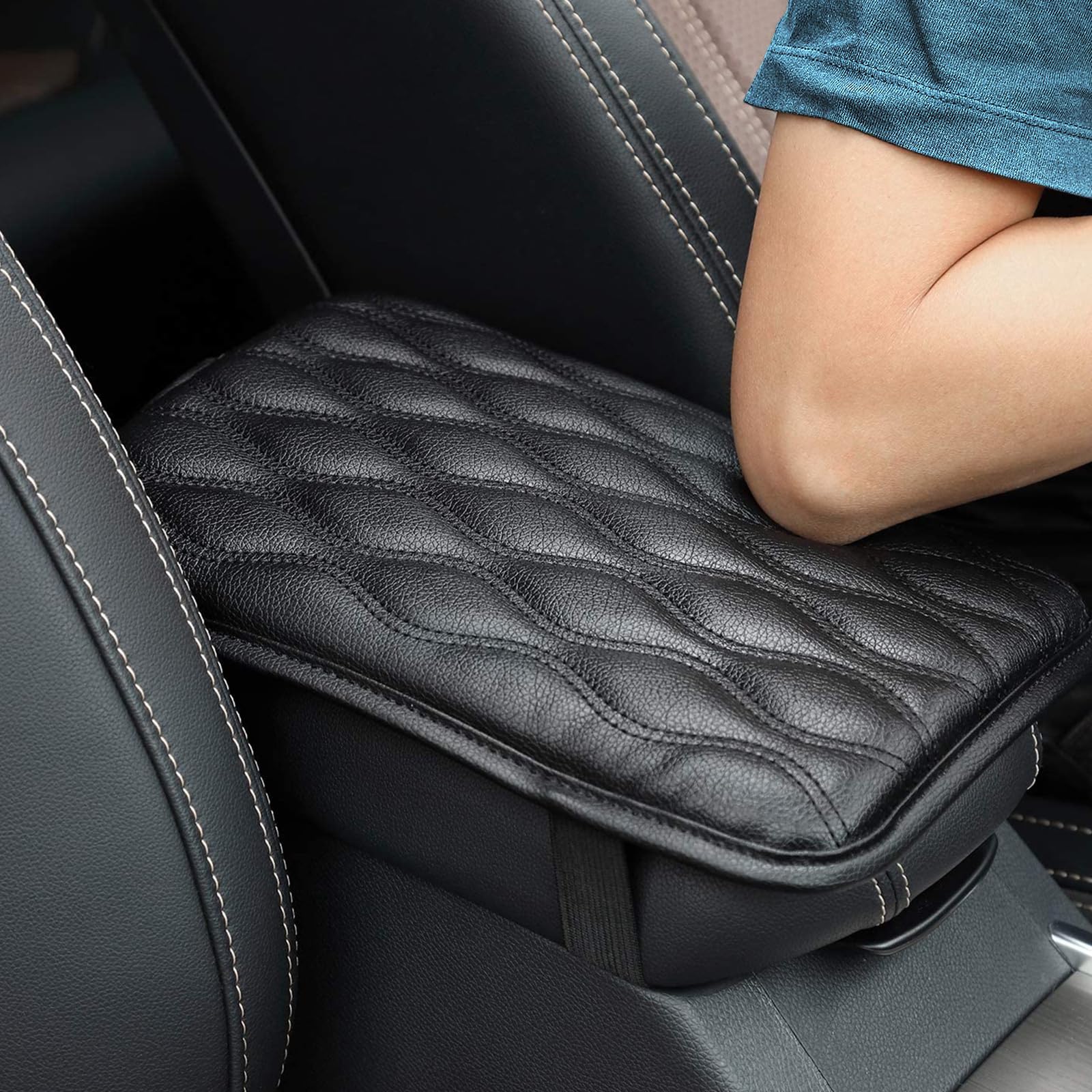 Center Console Cover Armrest Cover Center Console Pad, Car Armrest Seat Box Cover Protector, Waterproof Arm Rest Cover for Car, Universal Center Console Cover for Most Vehicle, SUV, Truck,Car