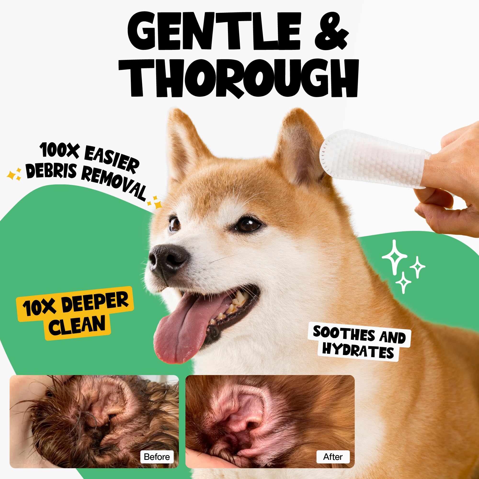Dog Ear Cleaner Wipes 100 Counts - Vet-Recommended Pet Ear Wipes to Remove Wax, Dirt, Relieve Ear Itching & Inflammation for Dogs & Cats - image 2