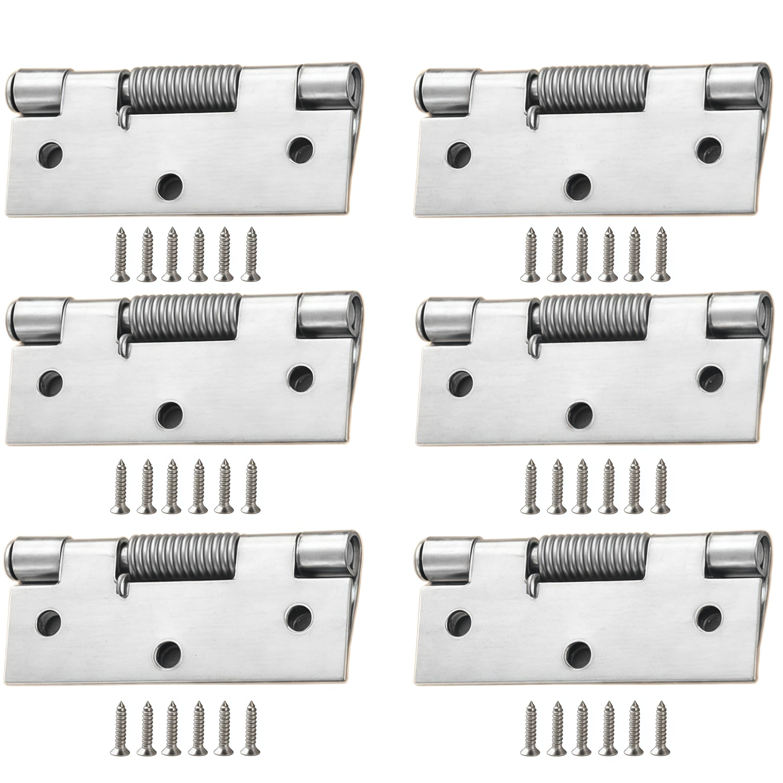 Vbnexyr Regular Door Hinges 6 Pack Of Stainless Steel Detachable Spring Hinges Automatic Door Closing Concealed Return Hinges 3 Inch Internal Spring Hinges