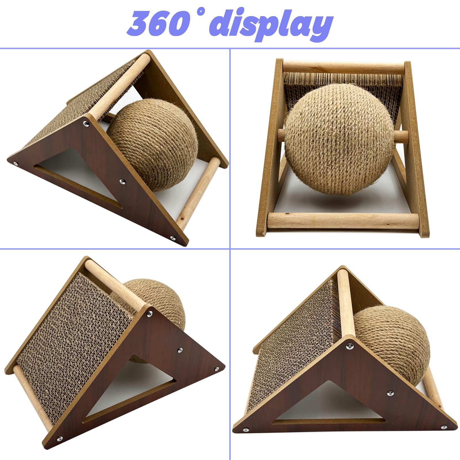Kaninchen Kratzunterlage Karton, Natürlicher Sisal Bunny Kratzball 2-in-1 Kaninchen Anreicherung Spielzeug Haustier Kratzbaum Interaktives Spielzeug für Indoor Hasen Frettchen Chinchillas