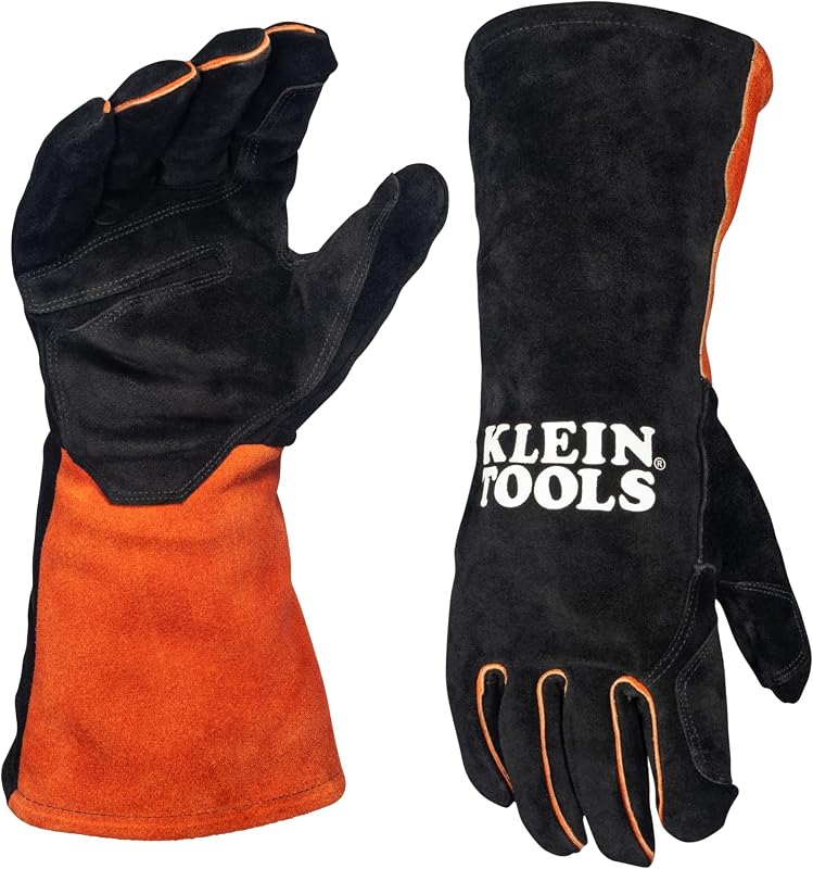 MIG Welding Gloves, Split Cowhide Leather, Flame-Resistant Fleece Liner, Reinforced Palm, Thumb, and Index Finger