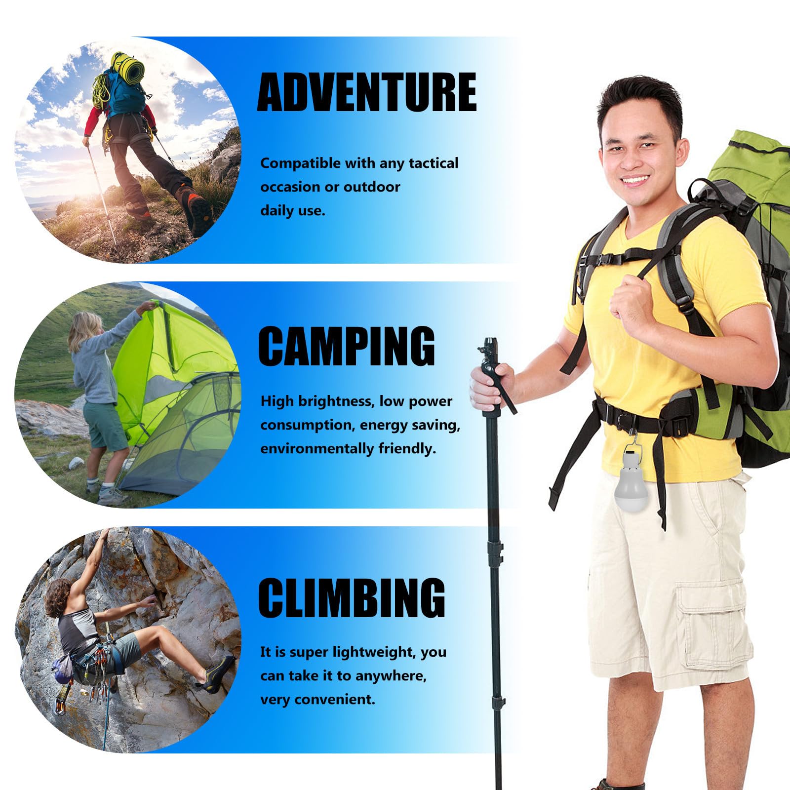 Lámpara de Camping Solar Portátil LED 2 Piezas 1500mah | Abs y Pc, Recargable, para Pesca y Montañismo, Uso en Tienda de Campaña y Hogar