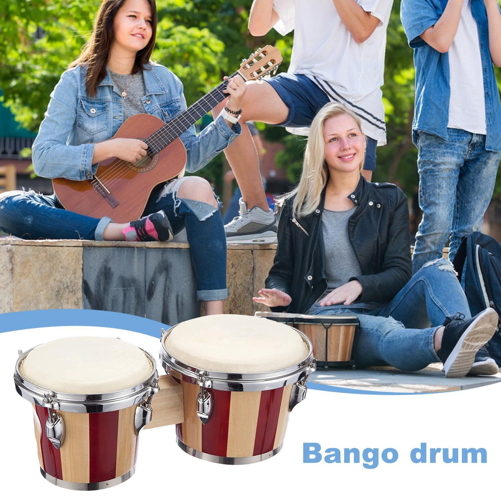 Bongo Per Bambini Strumento Percussivo Ritmico Didattico In Legno Naturale | Bongos in Legno per Musicisti, Appassionati e Principianti Per Bambini, Adolescenti e Persone della Terza Età