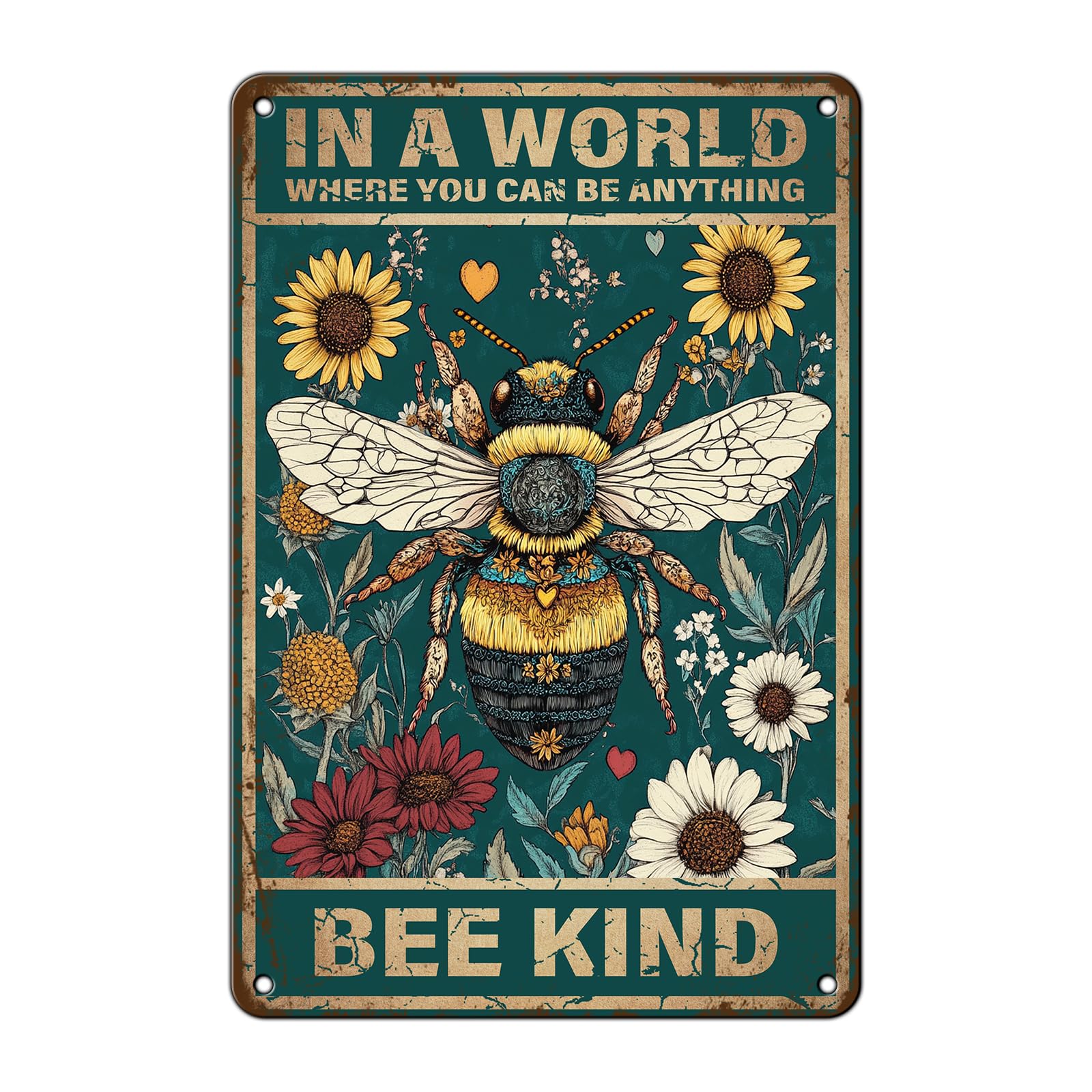 peiyeety Metal Sign In A World Where You Can Be Anything Vintage Signs Rerto Alumium for Gardening Home Bar Office Outdoor Yard Wall Decor 8x12 Inch