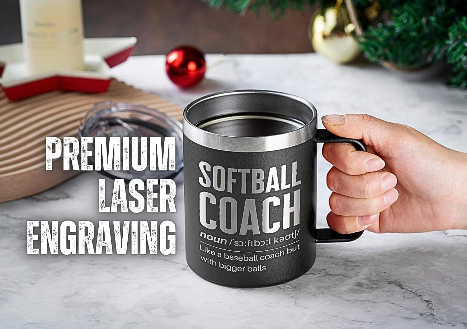 Onebttl Softball Gifts for Coach, Coach Gifts 12oz Stainless Steel Coffer Mug with Lid, Black Coach