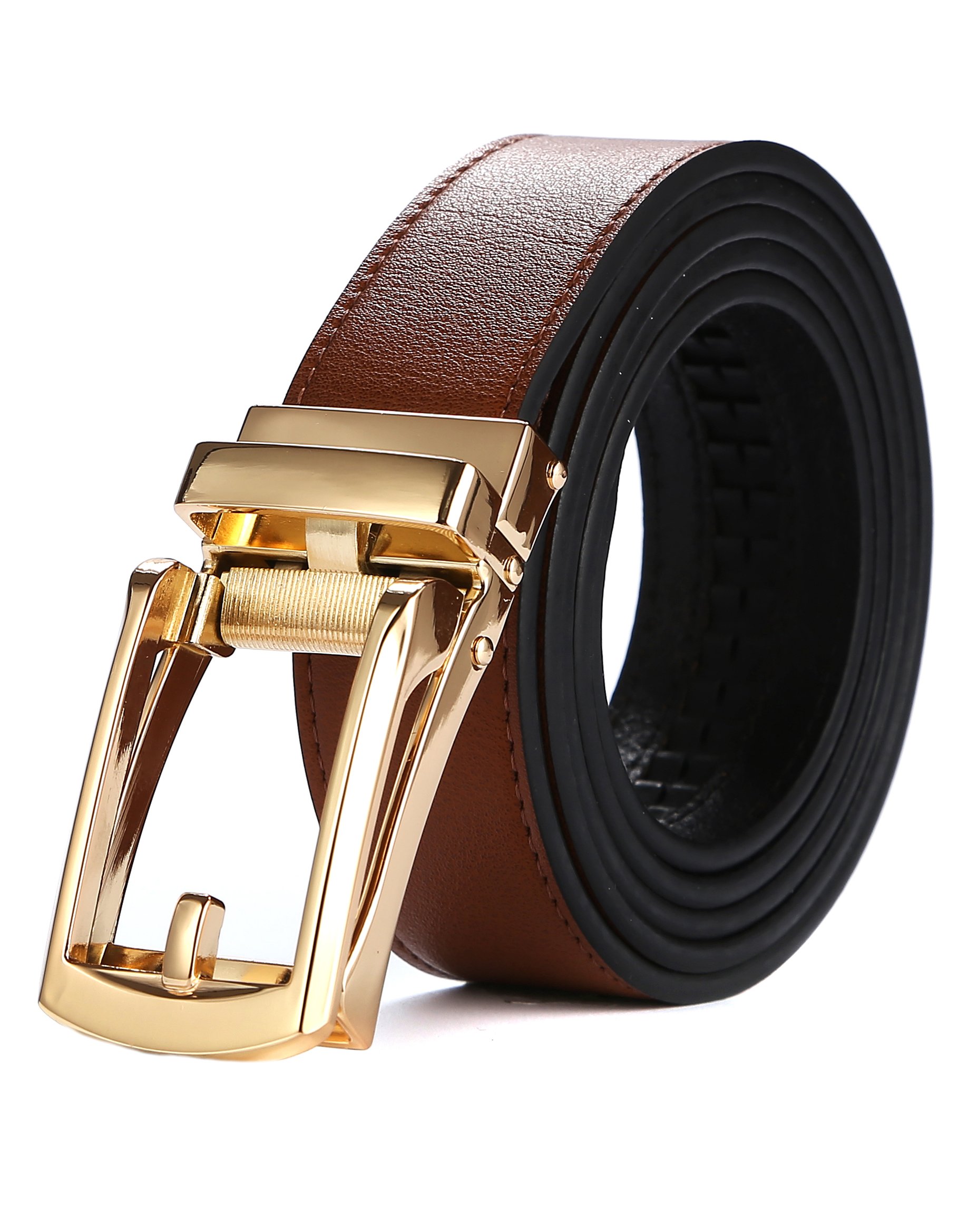 Tonywell Dress Belts for Men, Leather ratcheting belts, Adjustable to Fit 1 3/16"