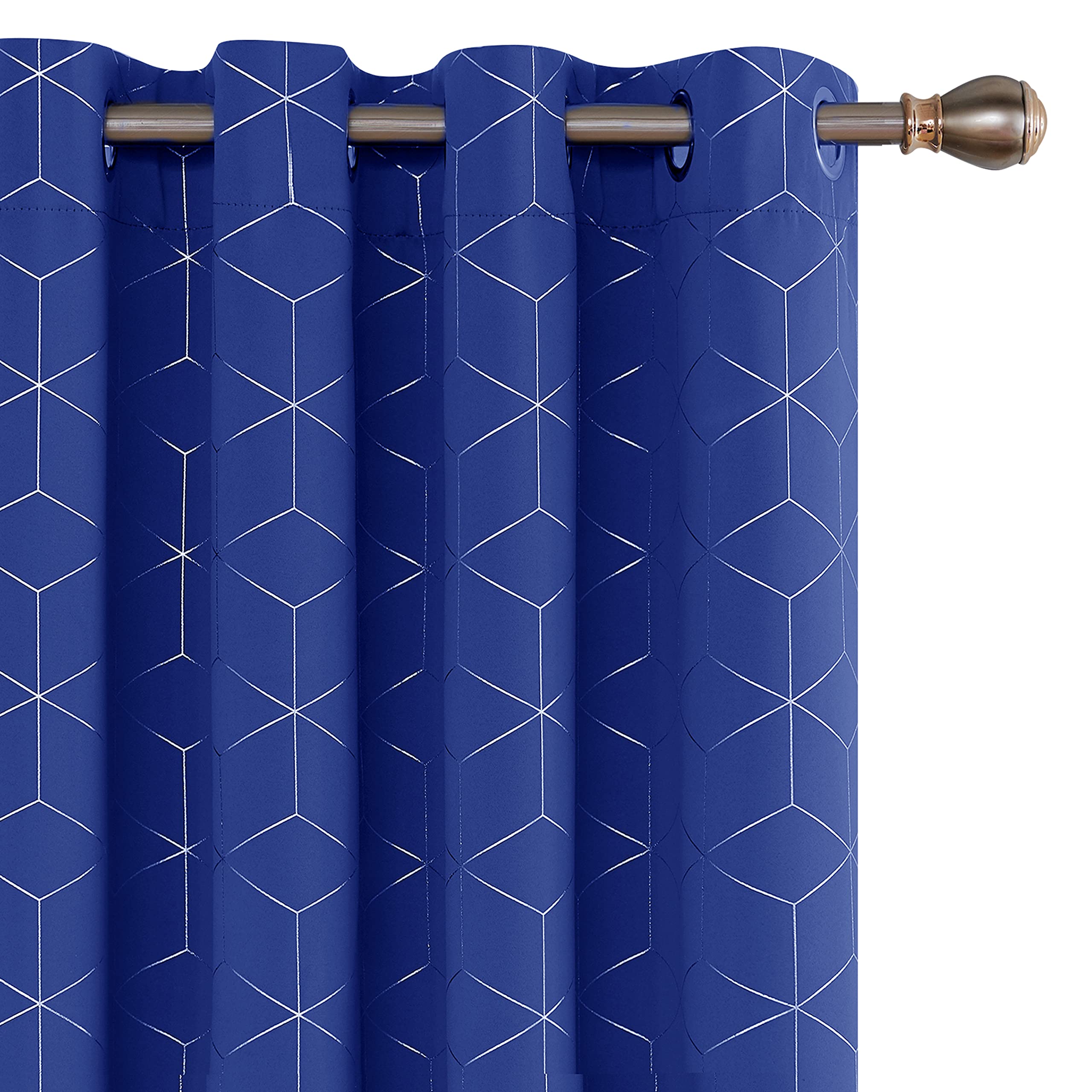 Deconovo Blackout Curtains, Eyelet Curtains, Diamond Foil Printed Energy Saving Curtains for Bedroom, 52 x 90 Inch(Width x Length), Sky Blue, One Pair — view 37