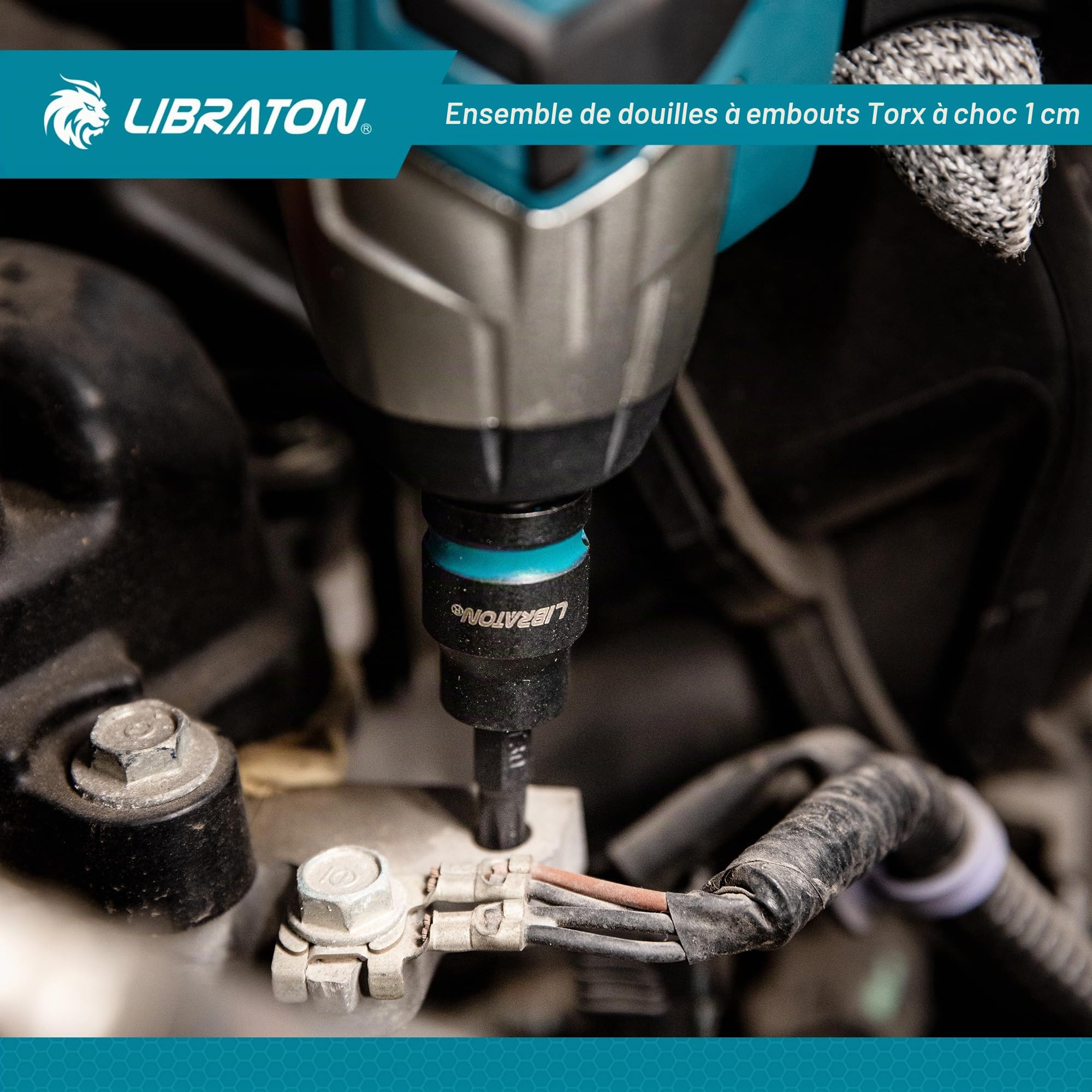LIBRATON Clé à Douille Embouts Torx Entraînement 3/8" Extra Longue | Douilles à Impact en Acier Allié S2, 24 Pièces Douilles Torx d'embouts, T10-T60, Douille Étoile Long de 2" et 6"