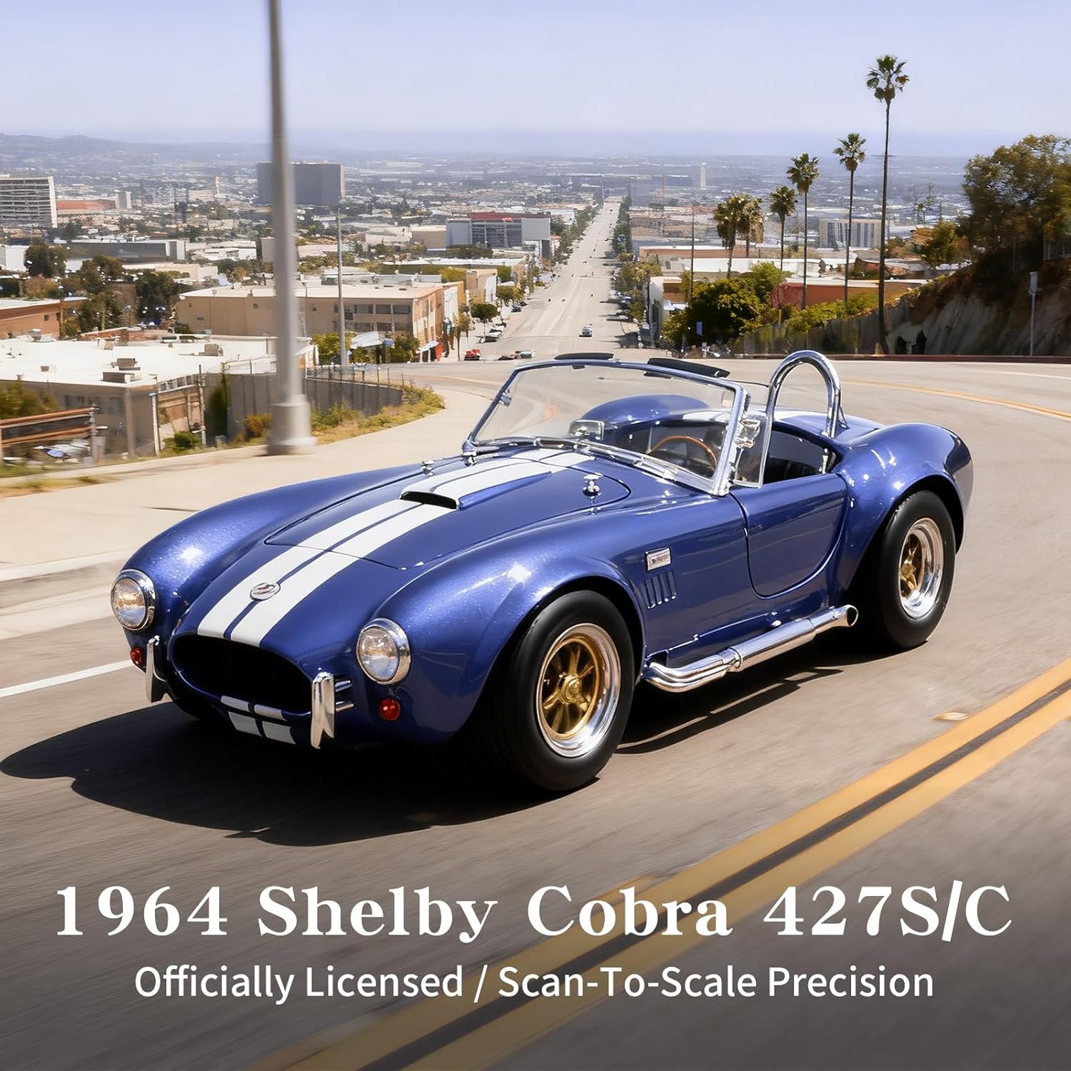 1964 Shelby Cobra 427S/C 1:18 Diecast - 7.0L V8 Semi-Competition | Opening Doors, Steering Linkage, Premium Gift Box | Ages 14+,Blue - Image 2