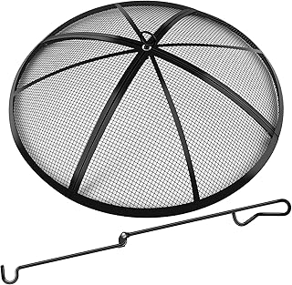 Fire Pit Spark Screen, Fire Pit Screen 24 Inch Round with Handle & Poker...