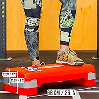 Vista 2 de PRISP Plataforma ajustable para ejercicios – 2 niveles (4''/6'') 26" Fitness Stepper para entrenamientos aeróbicos