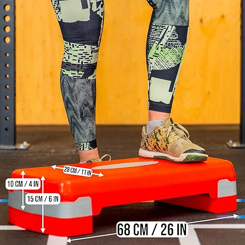 Miniatura 2 de PRISP Plataforma ajustable para ejercicios  2 niveles (4''6'') 26" Fitness Stepper para entrenamientos aeróbicos
