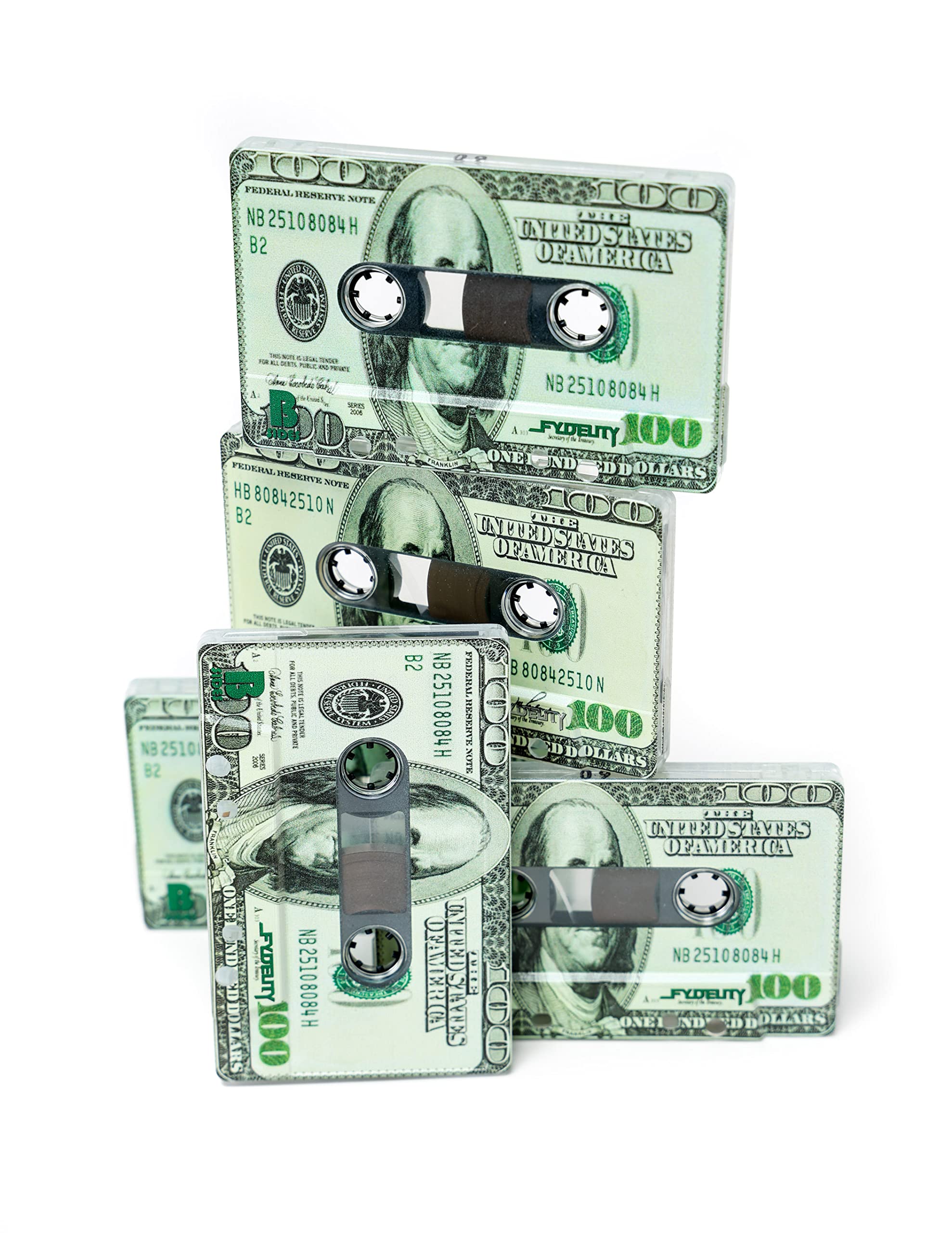 Amazon.com: FYDELITY Benjamins $100 Cassette Tape Blank Cassette Tapes for  Recording Blank Audio Tapes Clear Audio Cassette Tape Color Cassettes Tapes  Empty Cassette Tape Recordable Tapes- 5 Pack 60 Minute : Electronics