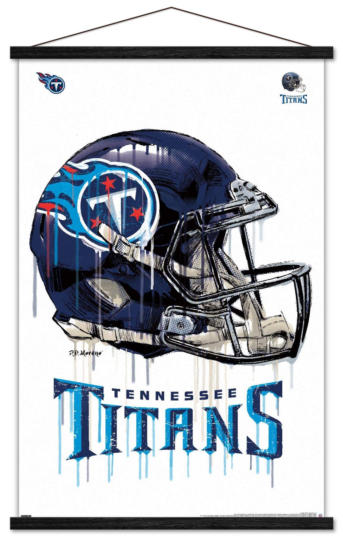 Trends International NFL Tennessee Titans - Drip Helmet 20 Wall Poster, 22.375" x 34", Print and Black Hanger Bundle