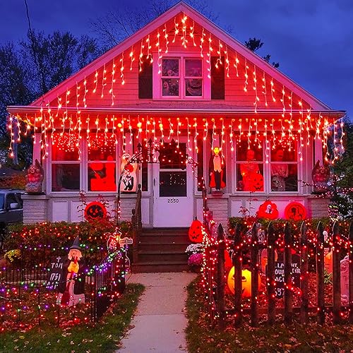 Miniatura 45 de Luces de Navidad de carámbano para exteriores, 33 pies, 400 luces LED de carámbano para exteriores con 75 gotas, luz de Navidad impermeable