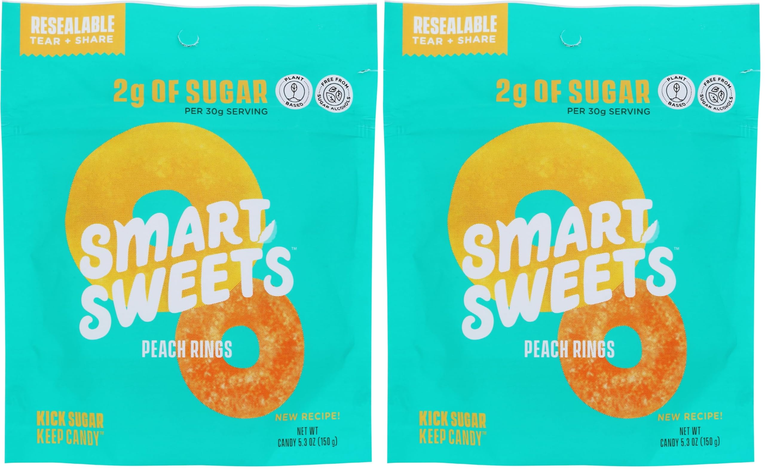 SMART SWEETS Peach Rings, 5.3 OZ (Pack of 2)