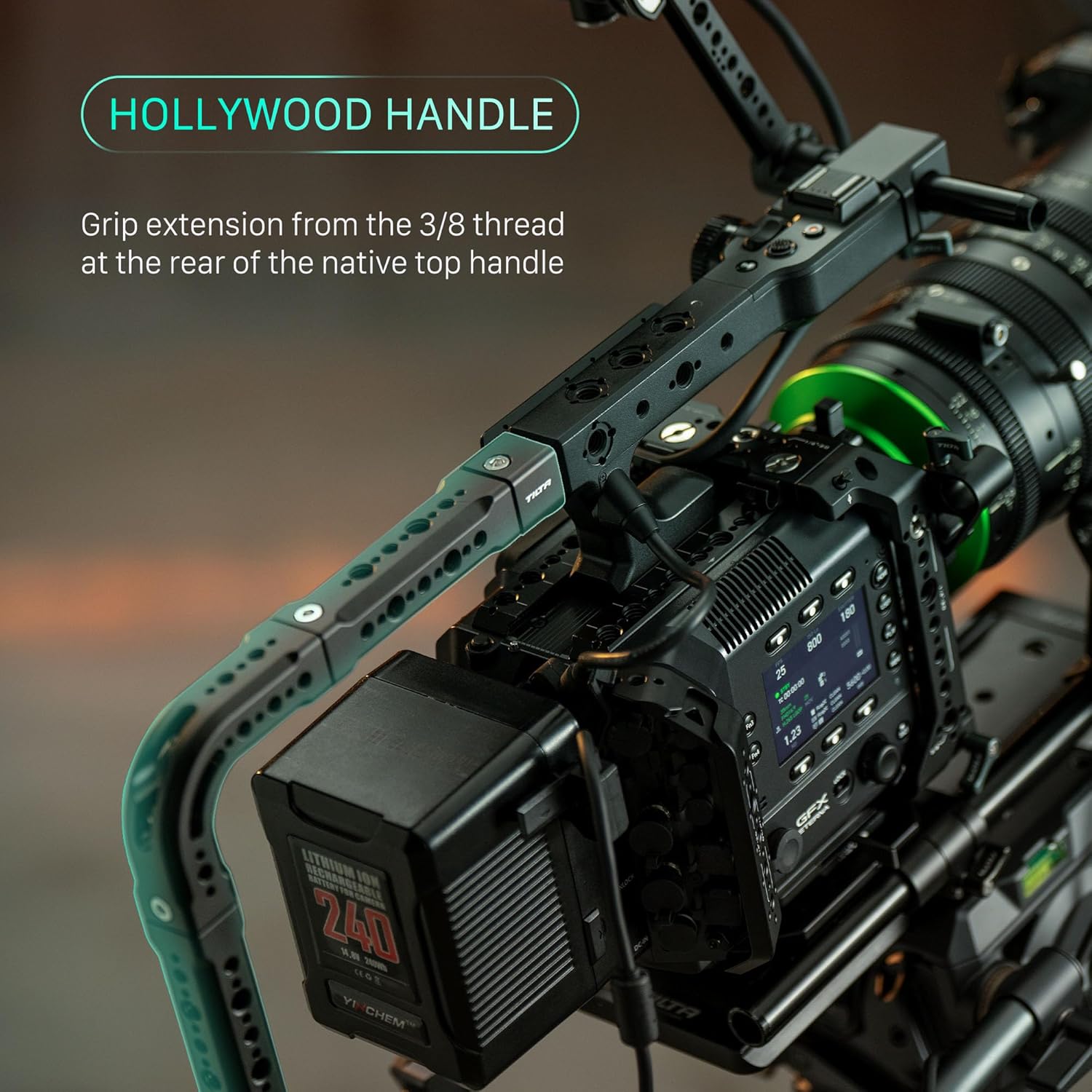 Tilta Full Camera Cage Kit Compatible with Fujifilm GFX ETERNA | Integrated Record Button | 15mm Rod Mount | Modular Plates | L-Bracket & EVF Mount | Handle Extension (Black, Pro Kit)