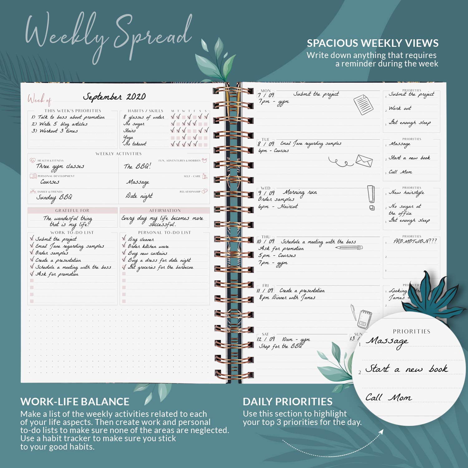 PLANBERRY Weekly Planner Large, Elegant Life & Budget Planner to Hit Your Goals & Live Happier - Image 3