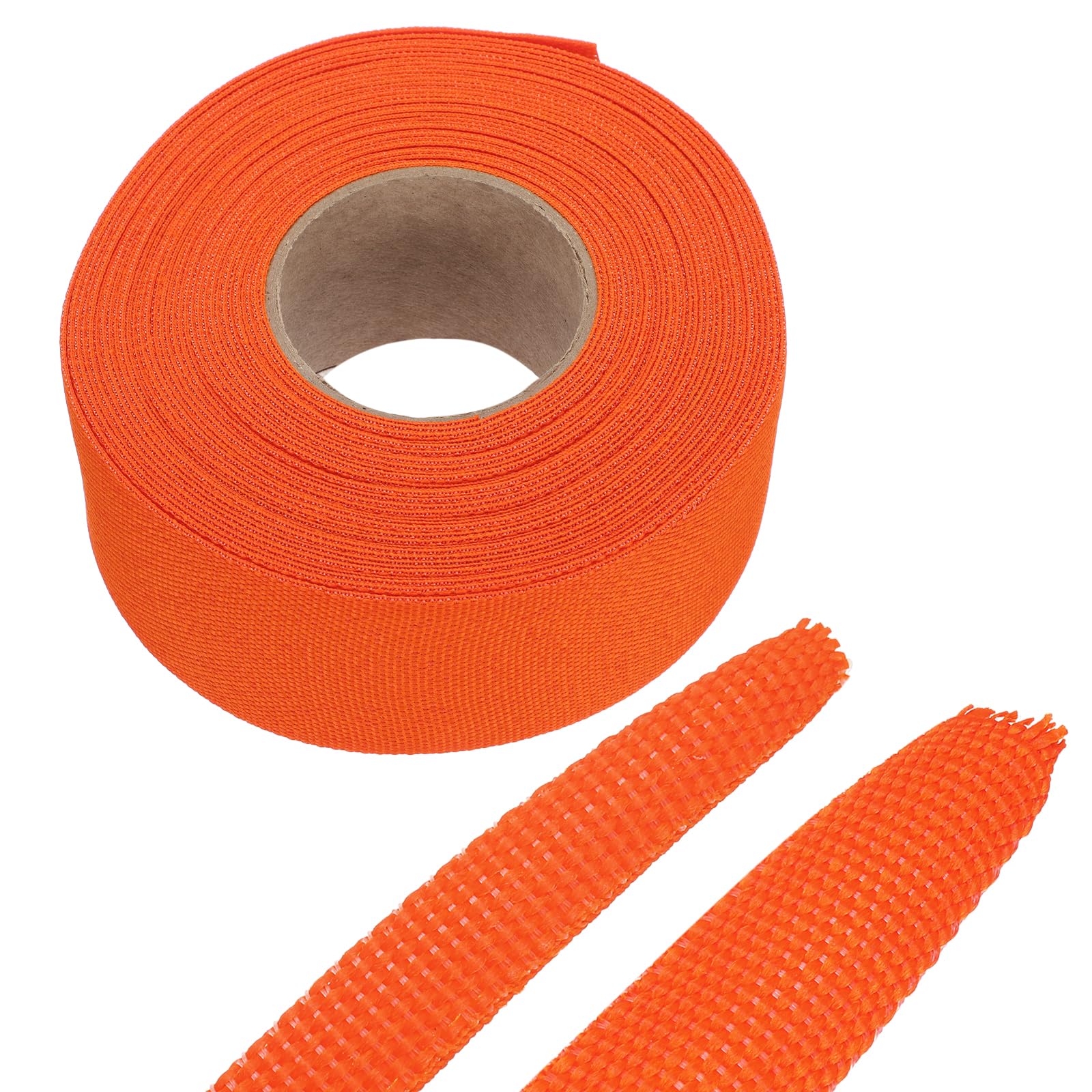 sourcing map 12m Braided Cable Sleeves Heat Shrinkable Fabric Sleeving,PET Expandable 1 3/8" 40ft Orange 2:1 Ratio Heat Shrinkable Cord Protector for Harness Network Cable Protection