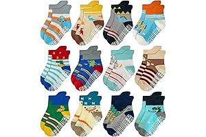 RATIVE Anti Slip Ankle Socks with Grips for Baby Toddler Kids Boys Girls