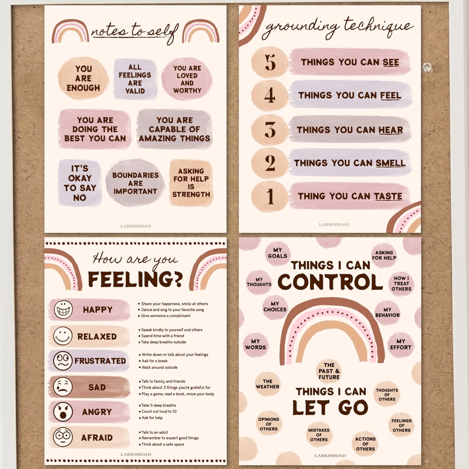4 Pack Mental Health Posters Boho Classroom Posters