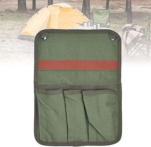 Miniatura 4 de Garosa Organizador de lona para silla de césped, reposabrazos para silla de campamento, bolsillo lateral, múltiples bolsillos, bolsa de