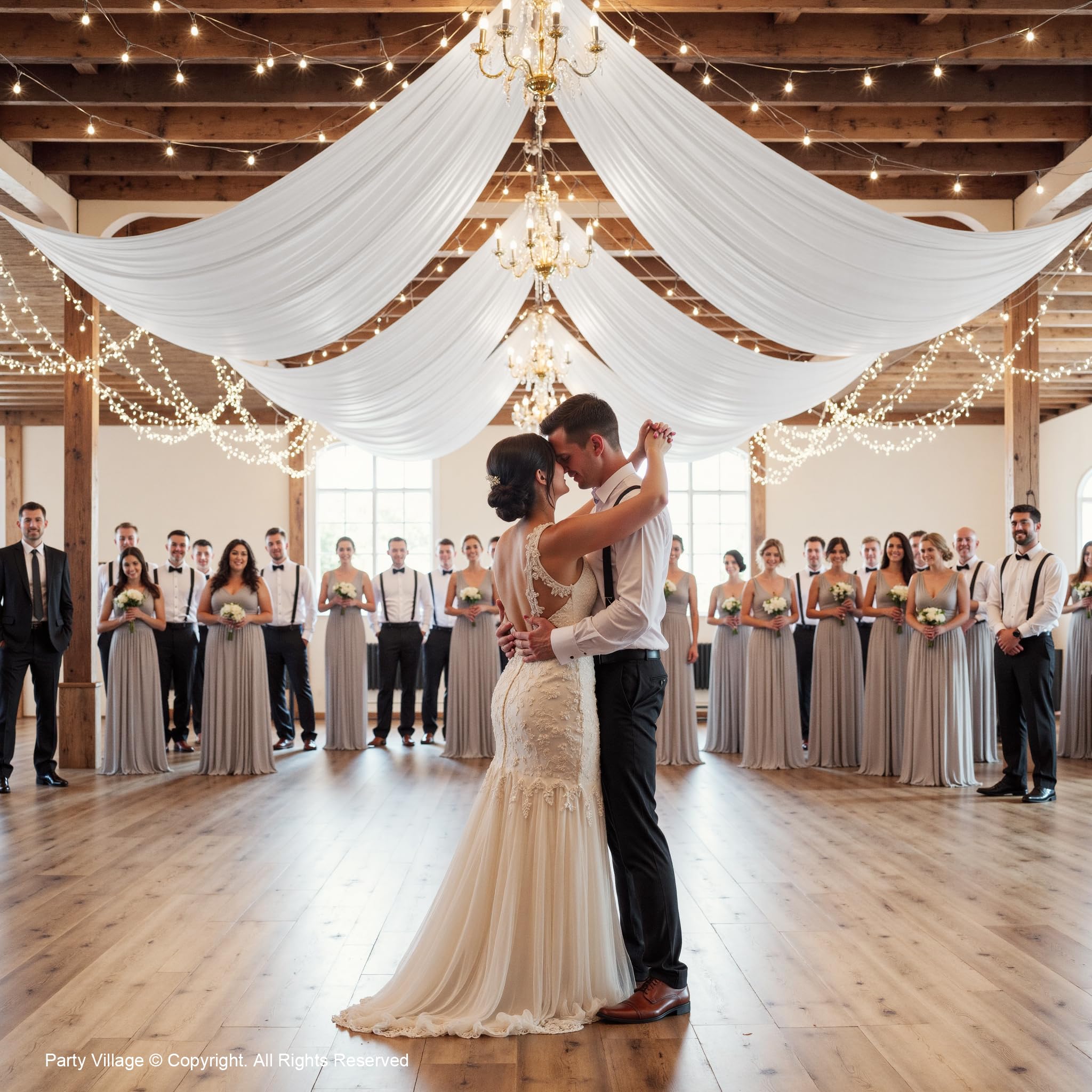 2 panels 5ft(w) x 20ft(h) white ceiling drapes for wedding parties – 20 ft extra long thick polyester wrinkle-free drapery tent decor decorations for birthday party ceremony stage swag