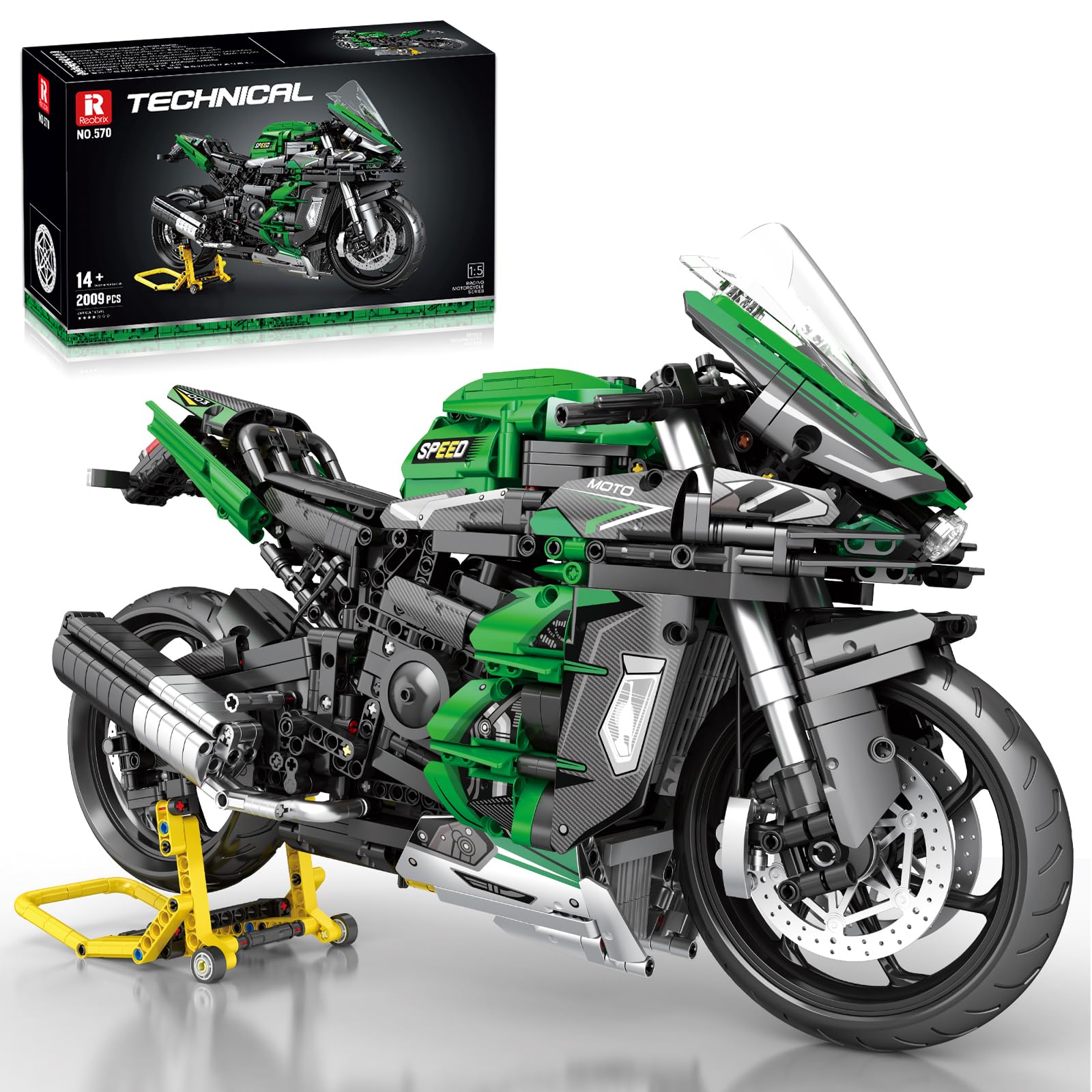 ５０s６０s　モーターサイクルTOY Reobrix 570 Kawasaki Ninja H2 SX SE Motorcycle Model Building Kit