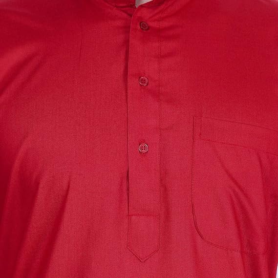 Maple Clothing Men's Cotton Long Kurta Solid Color Indian Traditional Clothes