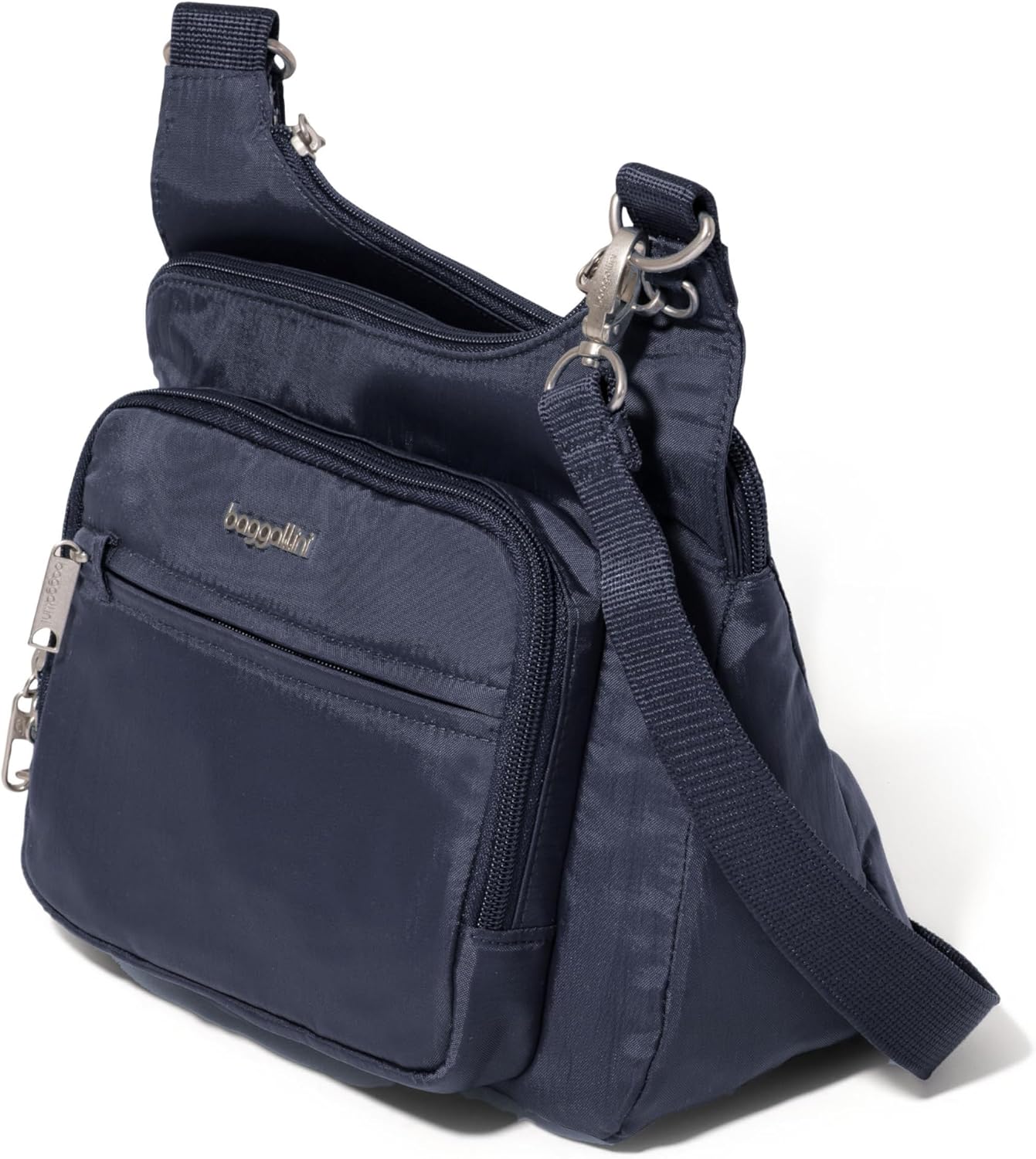 Baggallini Securtex Anti-theft Crossover Crossbody Bag 11”w X 8.5”h, Rfid, Built-in Wallet, Locking Zippers