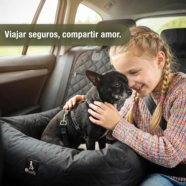 Foto 5 de 7 de BLUZELLE Asiento Coche Perro & Cama 2-en-1 para Delantero y Trasero, Negro