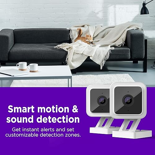 Miniatura 4 de Roku Cámara interior para seguridad del hogar, paquete de 2 cámaras de seguridad con cable con visión nocturna a color HD de 1080p, funciona con