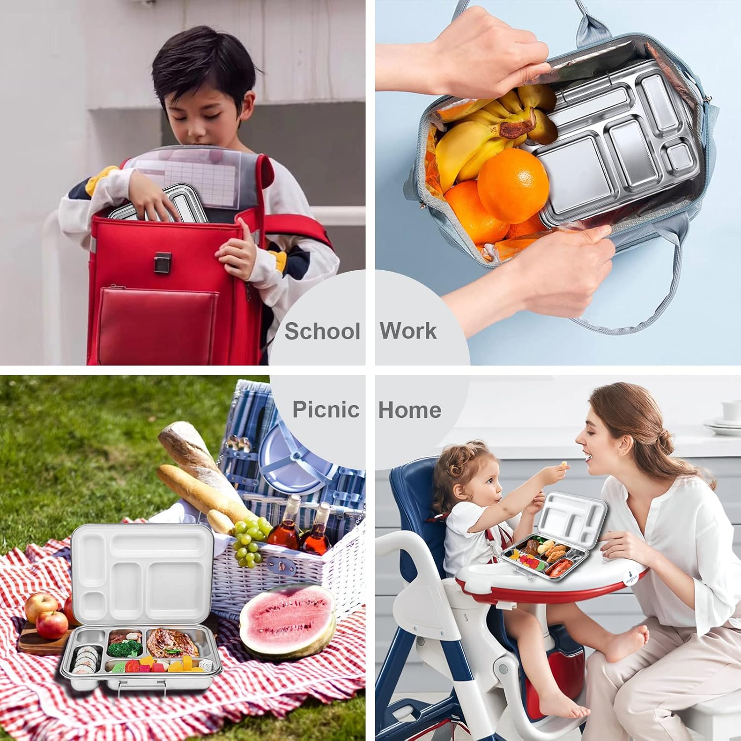 Tесh Dеаlѕ 🔥 Stainless Steel Lunch Box for Adults and Kids - Cnstorm 5 Compartments Bento-Style Kids Ideal Portion Sizes Leak-Proof Lunch Containers, Dishwasher Safe, BPA-Free Bento Boxes for Adults Teens