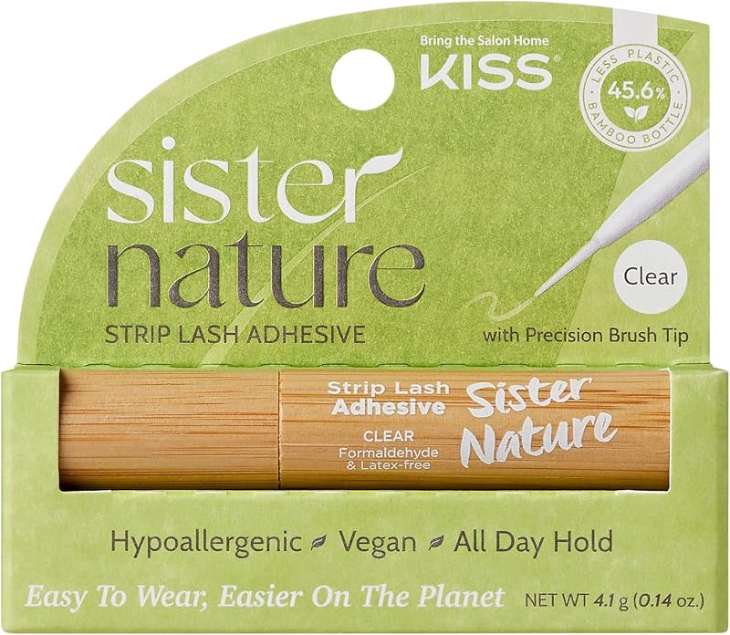 KISS Sister Nature, Lash Glue, Strip Lash Adhesive, Clear, Includes 1 Lash Adhesive, Long Lasting Wear, Can Be Used with Strip Lashes and Lash Clusters