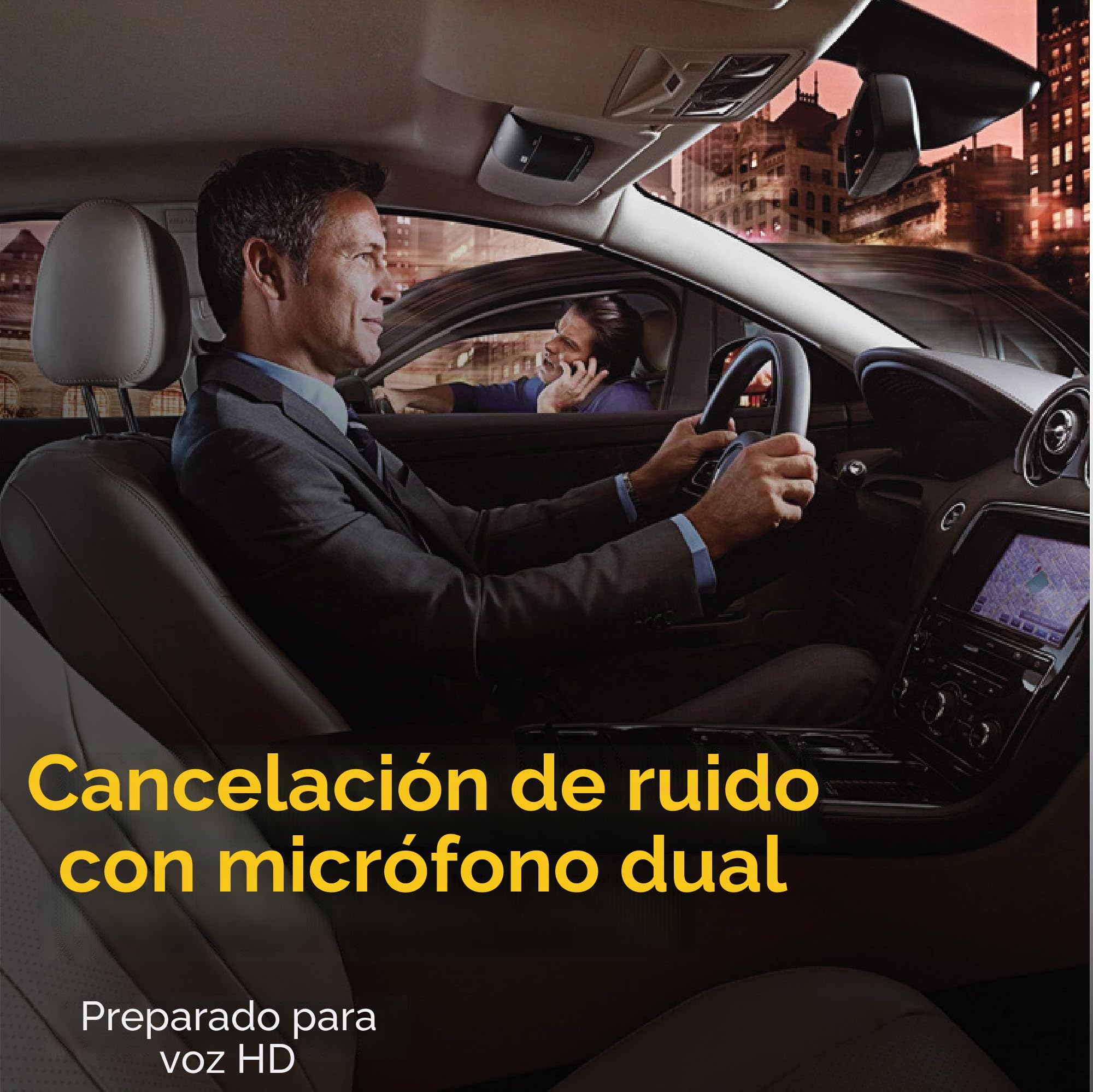 Jabra Freeway – Altavoz Bluetooth para Automóvil, Micrófono y Altavoz Controlado por Voz con Cancelación de Ruido para Llamadas, Música y GPS, Negro