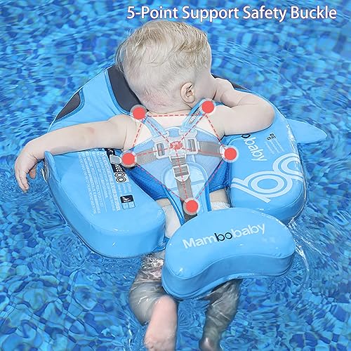 Miniatura 10 de Mambobaby Flotadores con toldo y cola, flotador de bebé no inflable para piscina, añade cola, evita voltear natación, entrenador, flotadores de bebé
