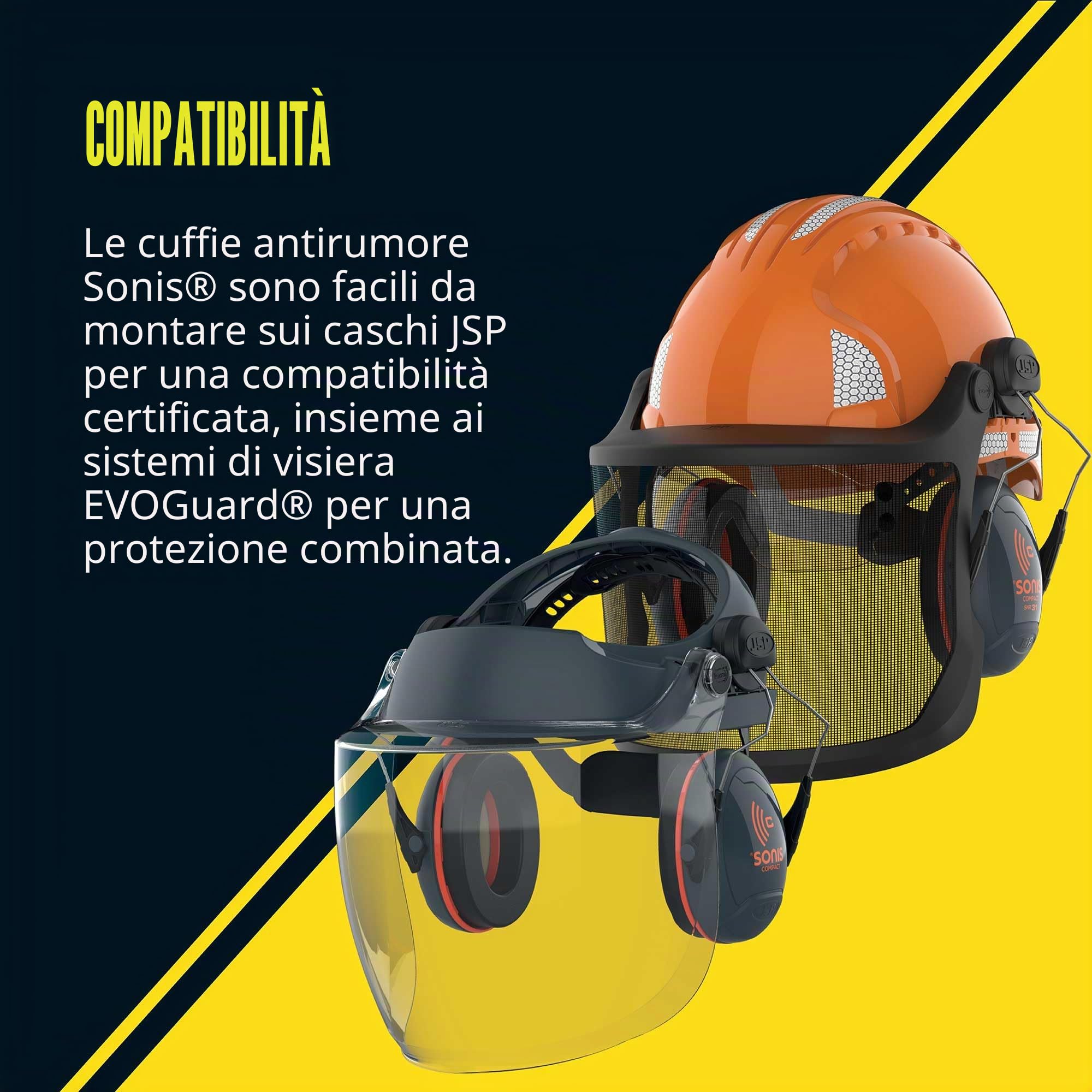 JSP Sonis Compact Cuffie Antirumore per Elmetto, Compatibili EVO, 31 dB